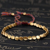 Handmade Tibetan Lucky Rope Bracelet With Copper Beads - Cerapoet